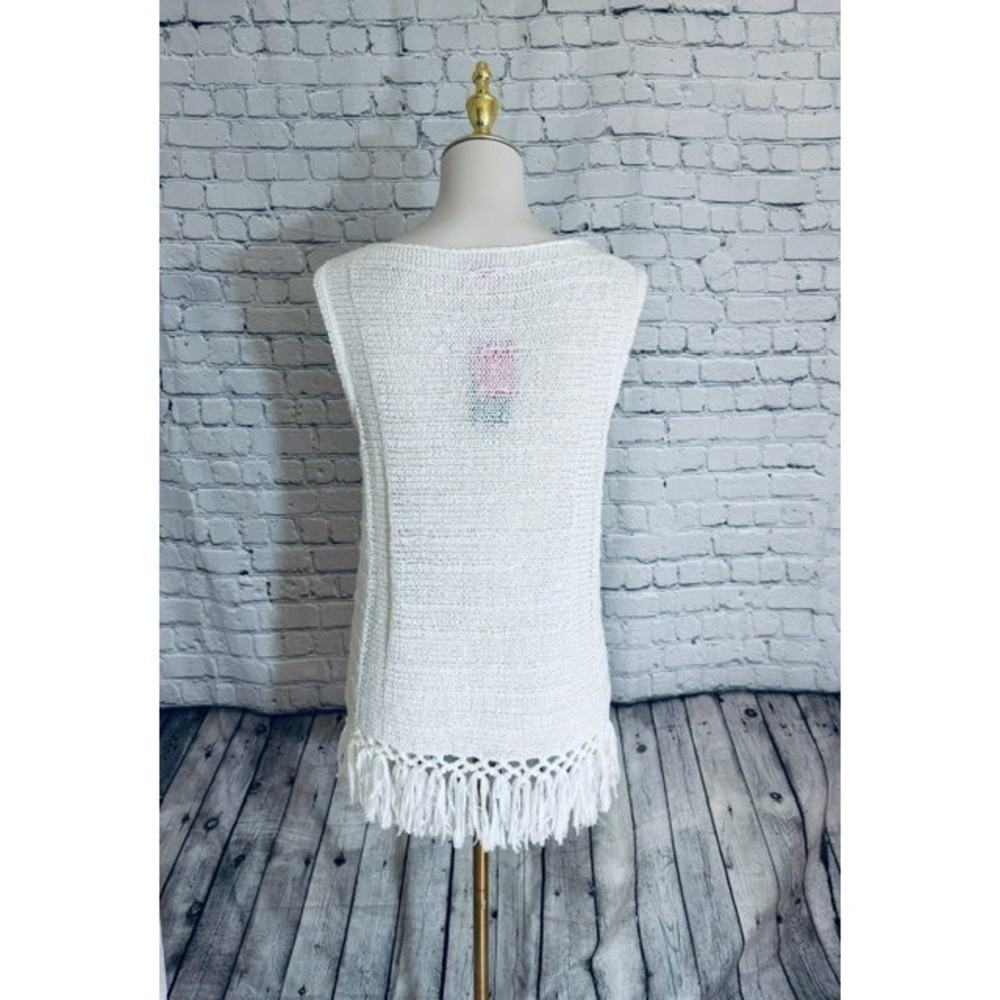 NWT Lilly Pulitzer Luca Sweater Resort White Fringe Hem Sleeveless M - Picture 3 of 12